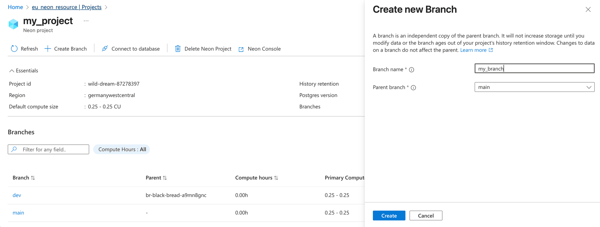 create branch drawer