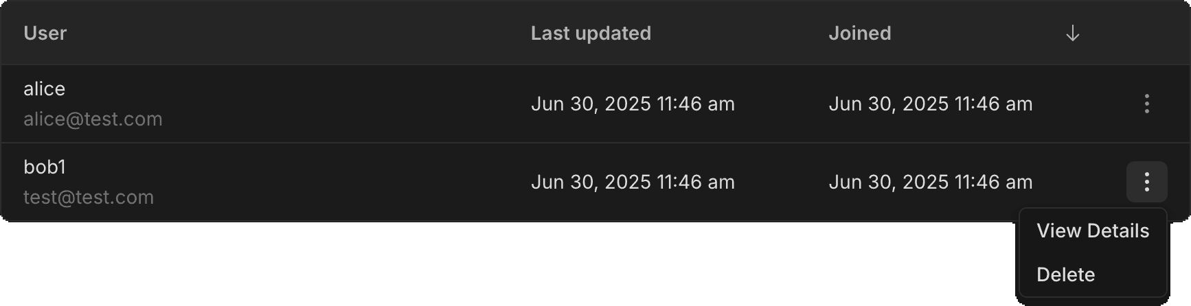 Delete Neon Auth user from UI