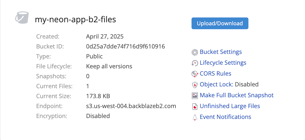 B2 Bucket Endpoint